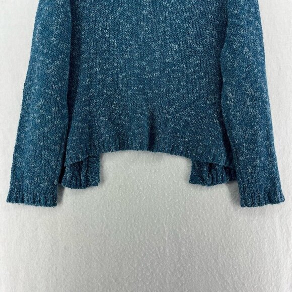 WindiRiver Cardigan Women's S Blue Heathered Cable Knit Open Front Ribbed Trim - Picture 9 of 12